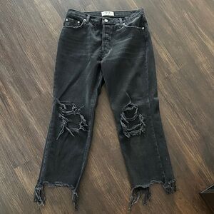 Twenty Black Distressed Cropped Jeans